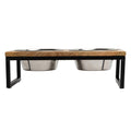 Elevated Wood & Metal Double Feeder for Cats & Dogs