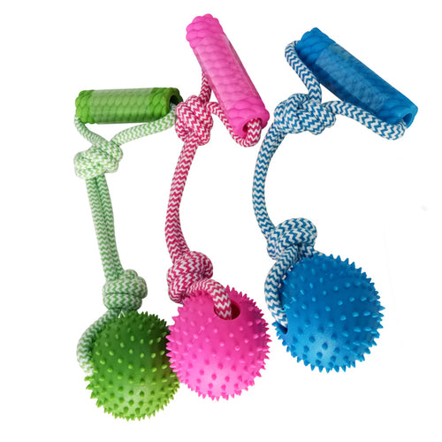 Rubber Spike Ball Rope Chew Toy for Dogs