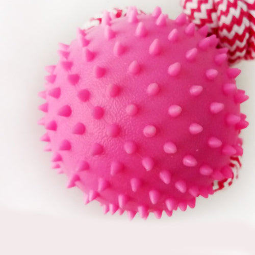 Rubber Spike Ball Rope Chew Toy for Dogs
