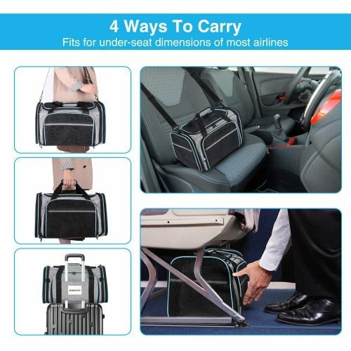 Structured Pet Travel Carrier Bag for Cats & Dogs