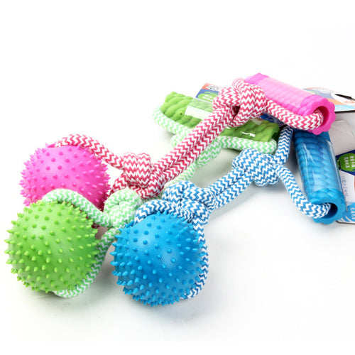Rubber Spike Ball Rope Chew Toy for Dogs